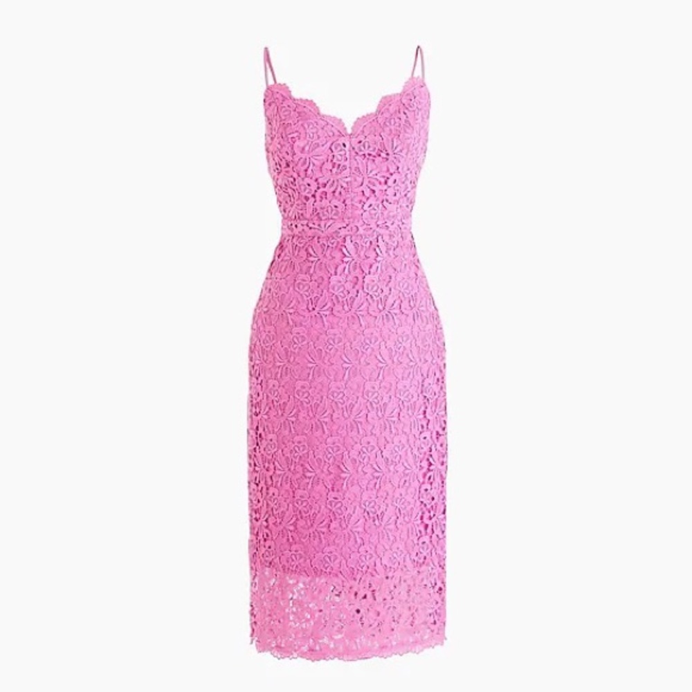 J.Crew Pink Spaghetti Strap Guipure Lace Dress Size 2